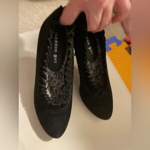 Madden Girl Black suede platform textured with with Textured Trim